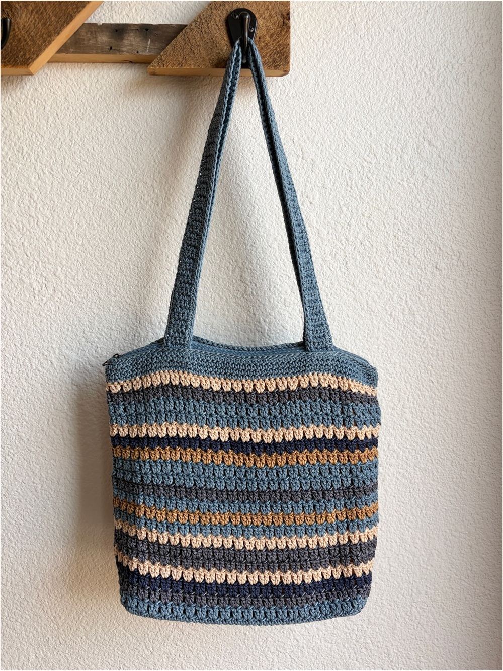 The Sak Blue Striped Crochet Shoulder Bag